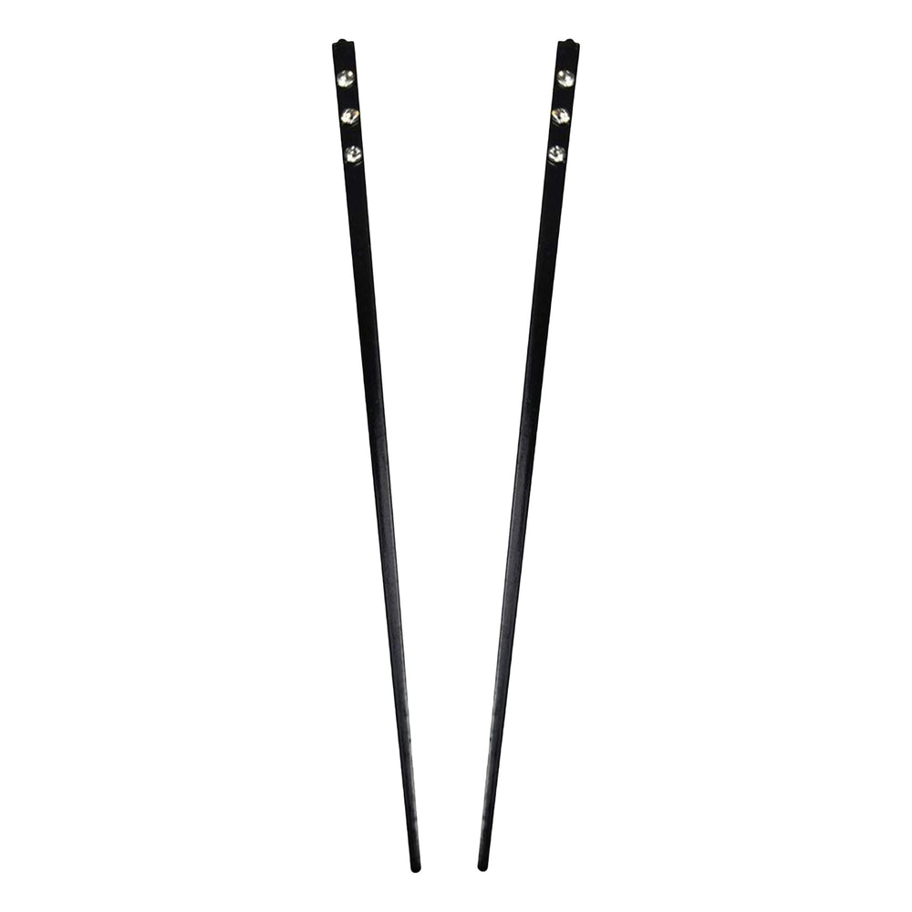 Motique Accessories batons-cheveux noirs avec diamants, ajoutant une touche scintillante à votre coiffure.