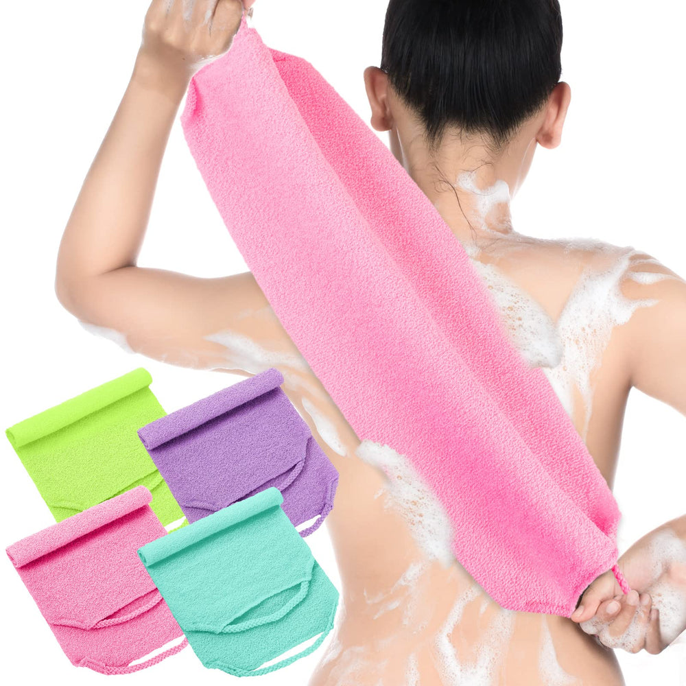 Gant exfoliant dos Moukeren bleu, accès facile au dos et peau rafraîchie.