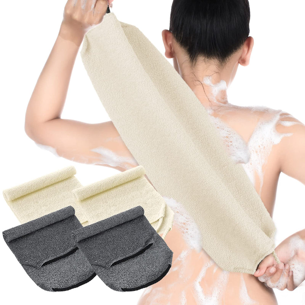 Gant exfoliant dos Moukeren avec anse gris pour atteindre le dos facilement.