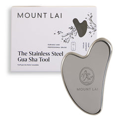 Mount Lai Gua Sha en acier inox – visage-avant, refroidissement rafraîchissant et contour défini.