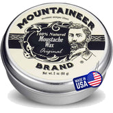 Cire moustache Mountaineer Brand Original au parfum cèdre et sapin, tenue durable.
