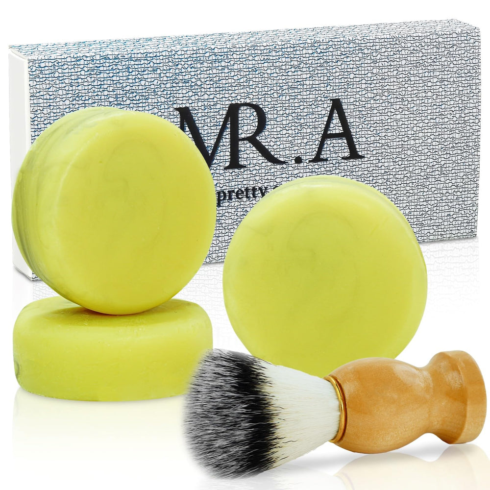 MR.A triple-pack savon de rasage pour homme, mousse durable pour peau sensible.