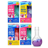 Mr. Bubble bath potion bottle shows colorful fizz for engaging bath play