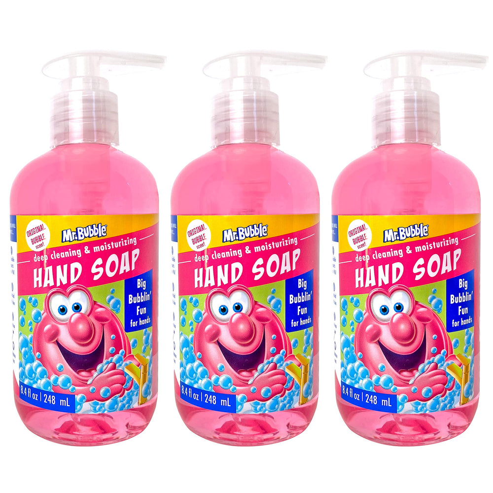 Mr. Bubble Kids Savon Mains – bouteille pratique pour lavage ludique et hydratant.