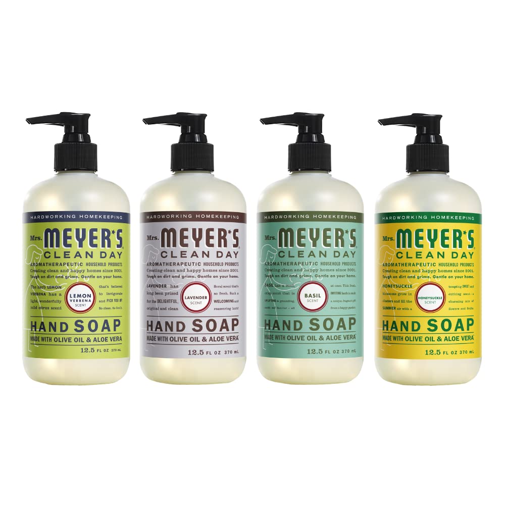 Savon mains Mrs. Meyer's Clean Day citron-verveine, parfum frais et agréable au quotidien.