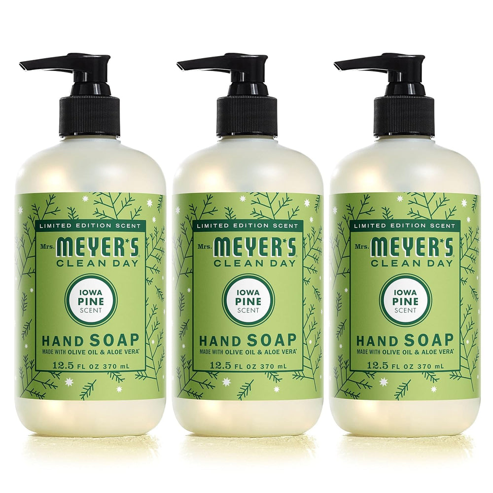 Mrs. Meyer’s Clean Day Savon Mains Iowa Pine en flacon, rafraîchissant et doux pour la peau.
