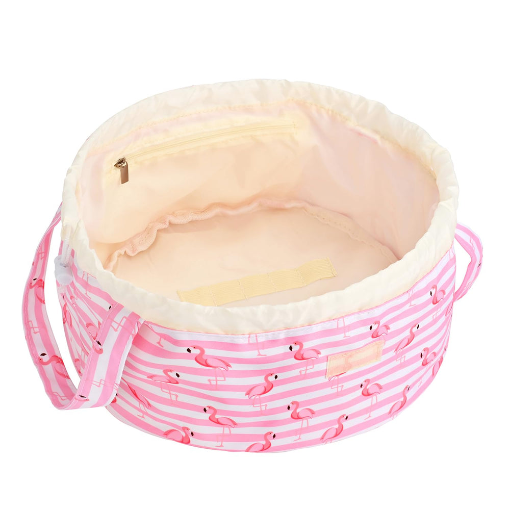 Mrsfox sac maquillage baril rose fermé, rangement compact pour voyage et organisation.