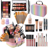 MTDXILTAI coffret maquillage arc-en-ciel, rangement élégant et pratique pour sessions maquillage en déplacement.