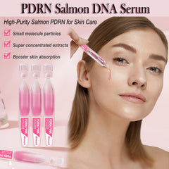 Mtmult Salmon PDRN serum application close-up illustrating pressed absorption.