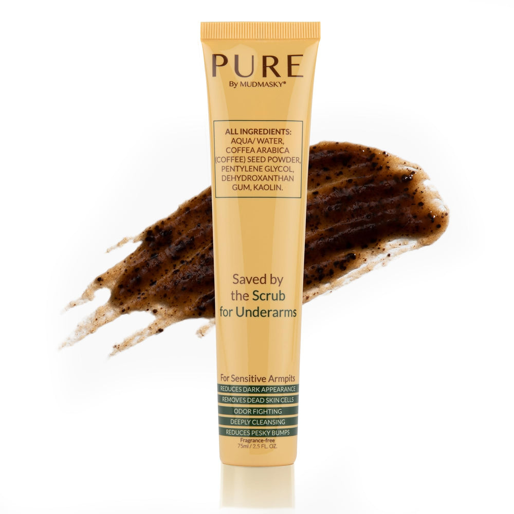 MUDMASKY Pure Scrub Aisselles Detox: texture douce prête pour des aisselles propres et fraîches.