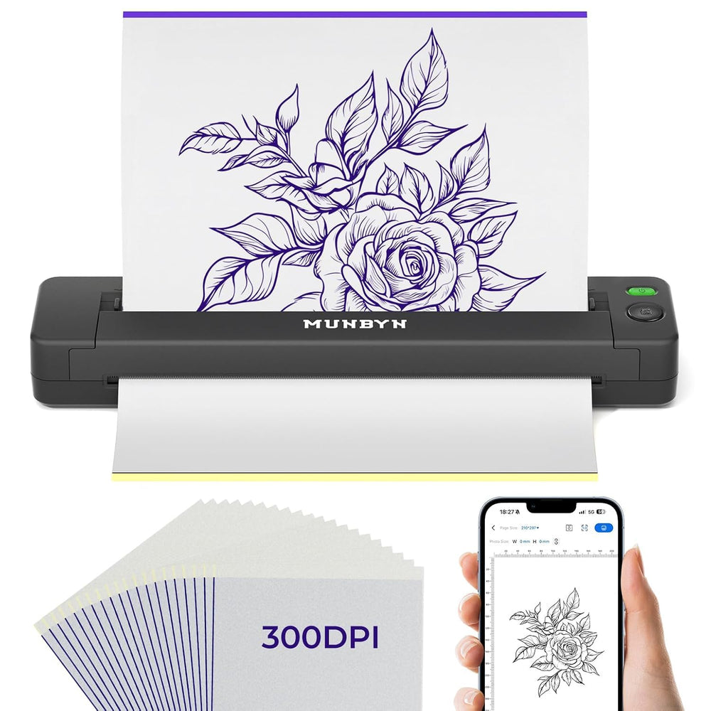 MUNBYN ITP06: impression 300 DPI nette pour des pochoirs tatouage précis.