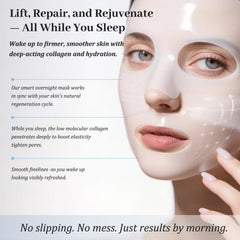 MuQIAN Rosemine : masque-tissu transformation translucide, repère pour le temps de pose.