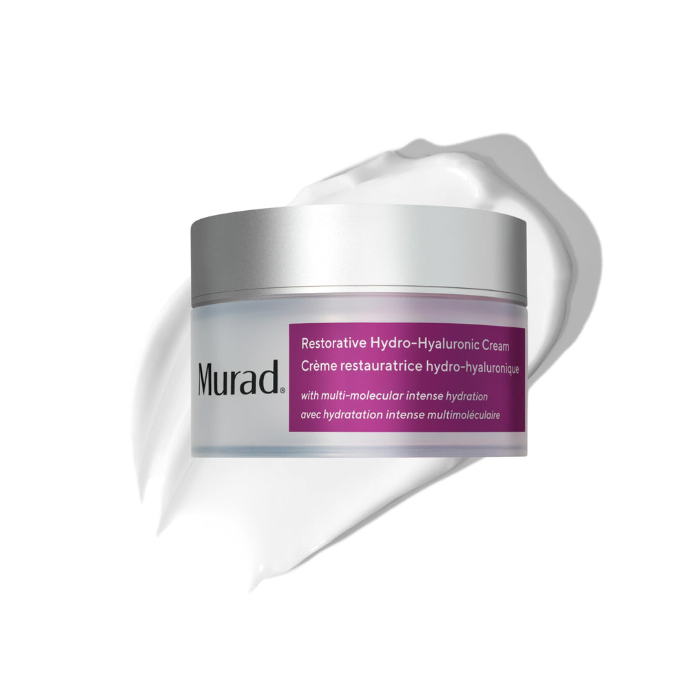 Murad Restorative Hydro-Hyaluronic Crème dans le pot, hydratation profonde et instantanée pour peau douce.