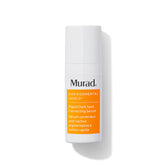 Murad sérum bouteille pompe, flacon blanc élégant pour teint uniforme.