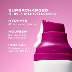 Murad Superactive hydratant visage SPF50 – texture légère et application rapide.