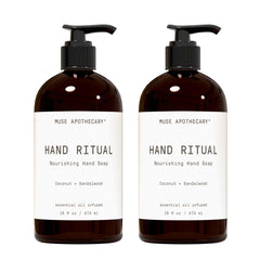Muse Apothecary Hand Ritual: bouteille savon mains, hydratation légère et parfum aromatique.