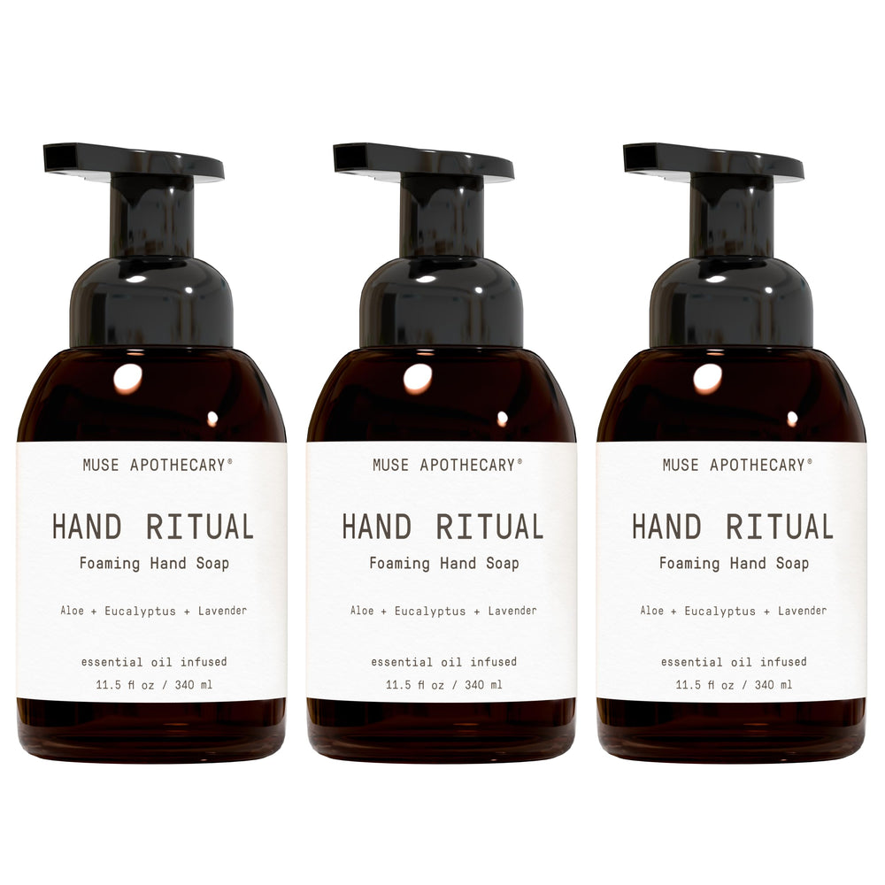 Muse Apothecary Hand Ritual – bouteille savon mousse, hydratation douce pour les mains.
