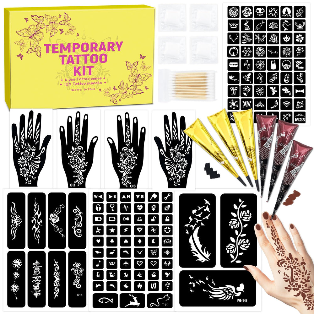 MuseLuxe kit-tatouages-temporaire-126-designs: faciliter la création de motifs personnalisés.
