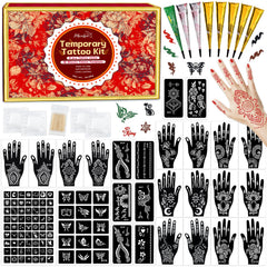 Kit MuseLuxe avec pochoirs et tatouages temporaires pour une personnalisation rapide et sans douleur.