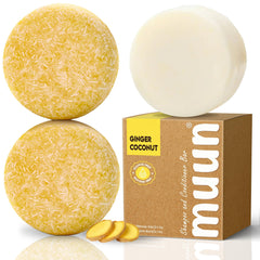 Muun Ginger Shampoo Bar Pack ensemble, pratique et compact pour cheveux forts.