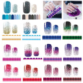 mwellewm 14 sheets gradient glitter nail stickers full wraps for glamorous nails