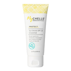 MyChelle Bouclier Solaire SPF28 crème visage et corps — protection légère et efficace.