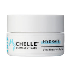 MyChelle Gel Yeux Hyaluronique Ultra dans son conteneur, hydratation prête à l'emploi.