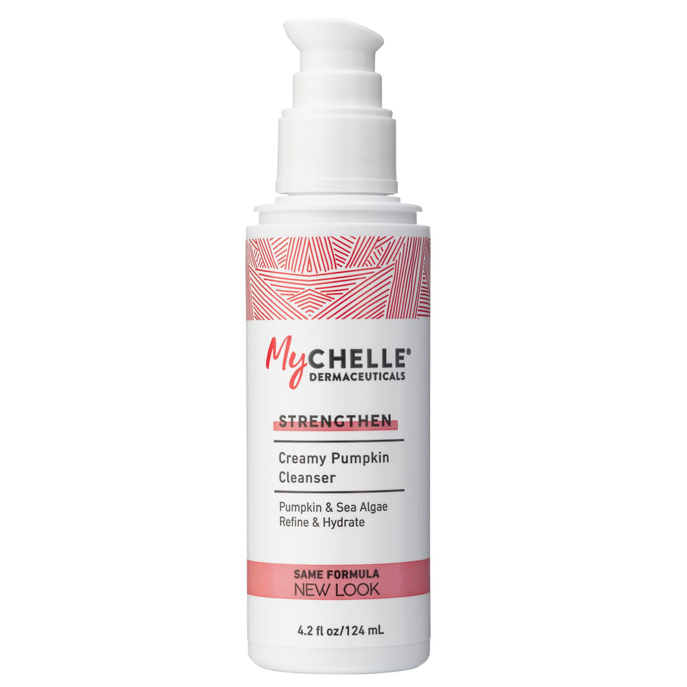 MyCHELLE Pumpkin Cleanser: bouteille élégante prêt pour le soin, purification douce.