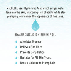 MyCHELLE Sérum Hyaluronique Ultra, huile de rose musquée visible pour nourrir et lisser.