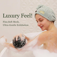 myHomeBody éponge exfoliante sauge vert pour une douche rafraîchissante.
