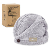 Wrap cheveux myHomeBody en fibre charbon gris, absorption rapide et douceur.
