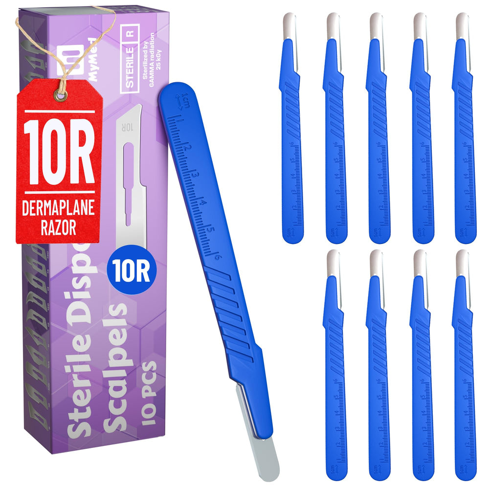 MyMed lames dermaplanage 10R – pack de 10 lames jetables stériles pour usage pratique