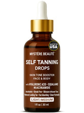 Gouttes teinte Mystère Beauté dans bouteille, application visage et corps, glow naturel.