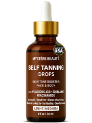 Gouttes teinte Mystère Beauté dans bouteille, application visage et corps, glow naturel.