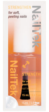 Nail Tek Formula 2 brush-application shows precise, even coverage for at-home nails.