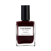 Nailberry Noirberry dans sa bouteille vernis oxygéné, couleur profonde et protection UV.