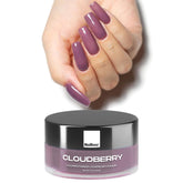 Nailboo Cloudberry poudre dip en flacon, couleur violette lumineuse pour une manucure durable.