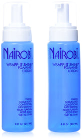 Nairobi Wrapp-it Shine : lotion mousse, brillance instantanée et démêlage facilité.