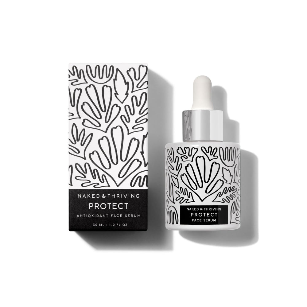 Naked & Thriving Protect Serum, flacon pompe 30ml, hydratation et protection.
