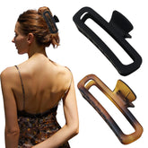 Nalodu clip-cheveux XL rectangle mat noir, prise ferme pour cheveux épais.