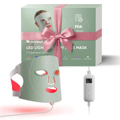 Masque Nanoleaf affichant les 7 modes lumineux pour stimuler l'apparence de la peau