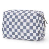 Narwey sac à maquillage Checkered, fermé, rangement sûr lors des déplacements.