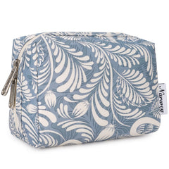 Narwey mini-trousse maquillage bleu-feuille, compacte et idéale pour le sac.