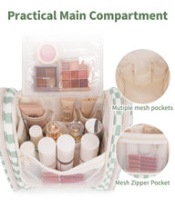 Narwey poches zippees intérieures et exterieures pour organiser maquillage et soins.