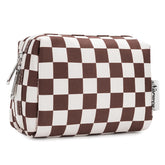 Pochette Narwey damier noir petit, idéale pour maquillage en déplacement.