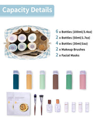 Narwey sac maquillage carreaux bleu ciel avec fermetures eclair robustes