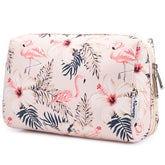 Pochette Narwey grande maquillage beige flamant, rangement pratique pour voyage.