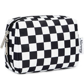 Narwey sac-maquillage petit-carreaux-noirs, vue d'ensemble pratique pour le sac à main.