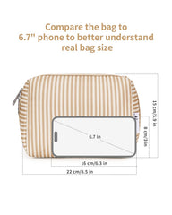 Narwey sac maquillage rayee grand fermeture zip protege vos affaires