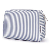 Narwey sac maquillage rayé gris bleu grand, rangement élégant pour le voyage